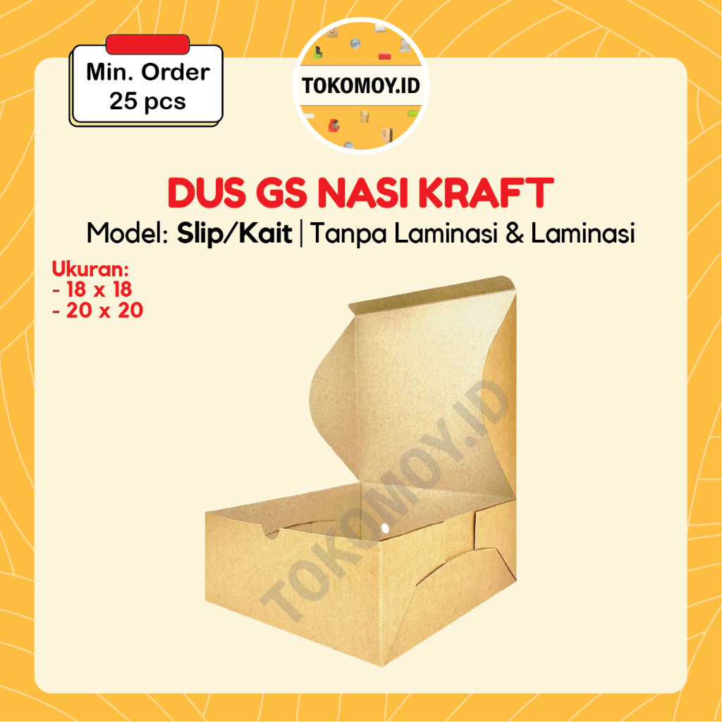 

Dus Nasi GS Kraft uk. 18x18 , 20x20 Tanpa Laminasi & Laminasi Dalam - Box Nasi Catering Kotak Makanan