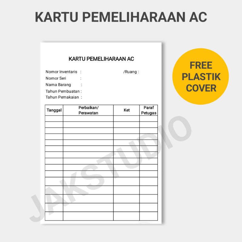

KARTU PEMELIHARAAN AC FREE COVER