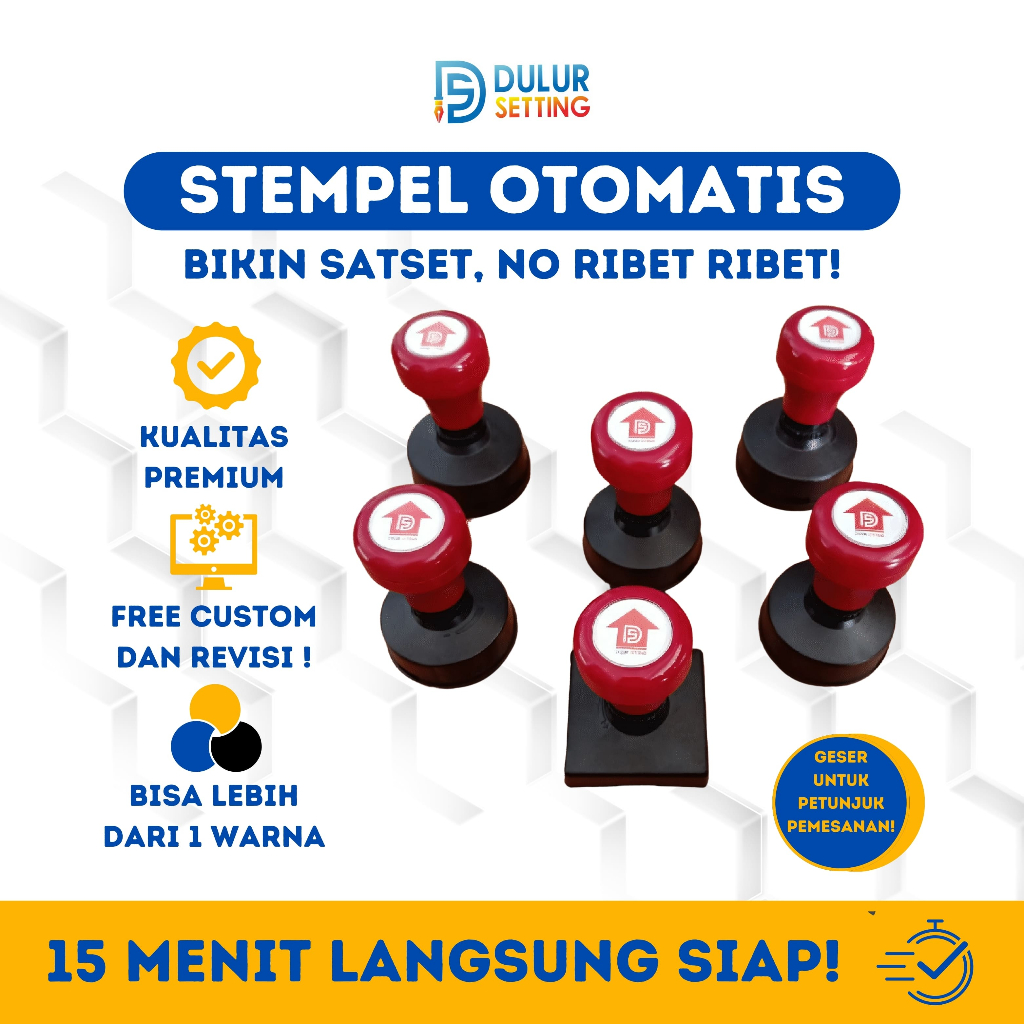 

STEMPEL OTOMATIS CUSTOM — 15 MENIT LANGSUNG SIAP!