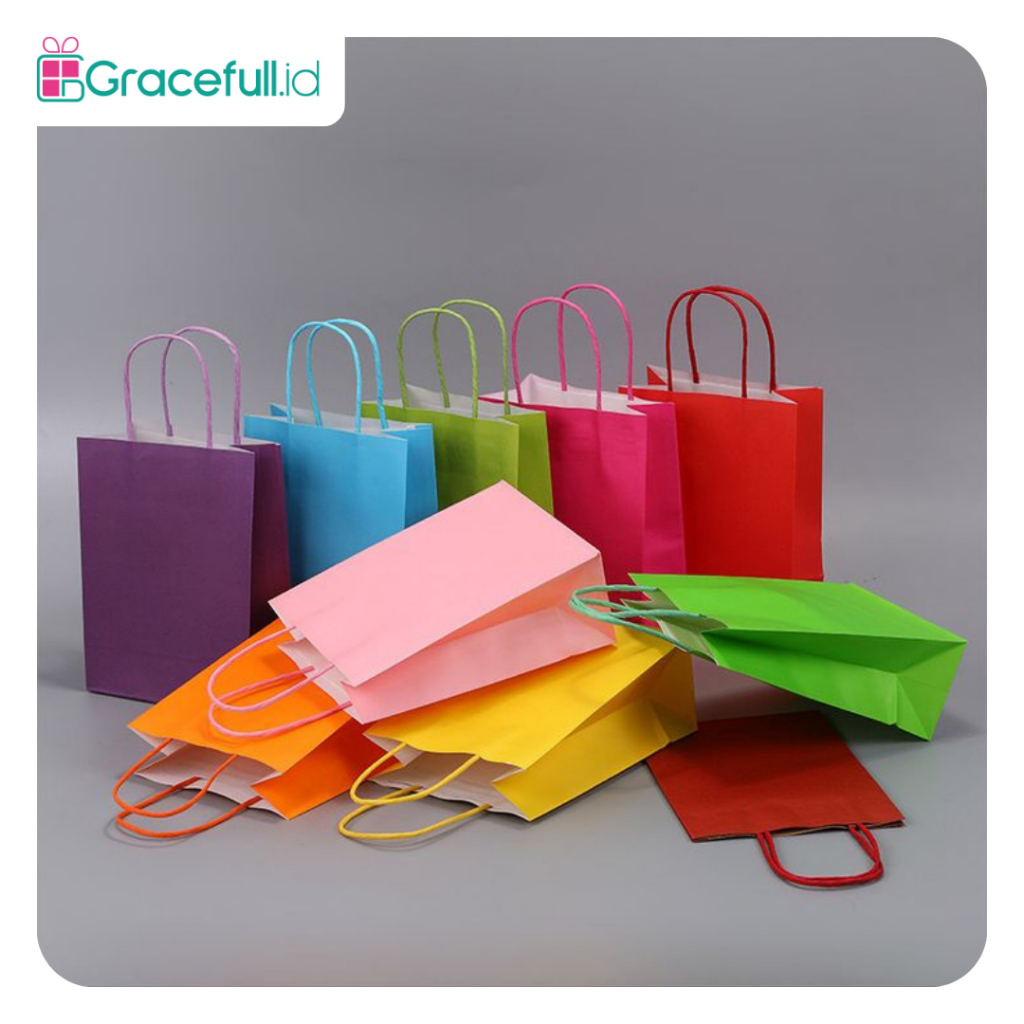 Paper Bag Polos Warna / Goodie Bag / Gift Bag / Tas Kado Ulang Tahun / Paperbag Tebal Ukuran Besar /