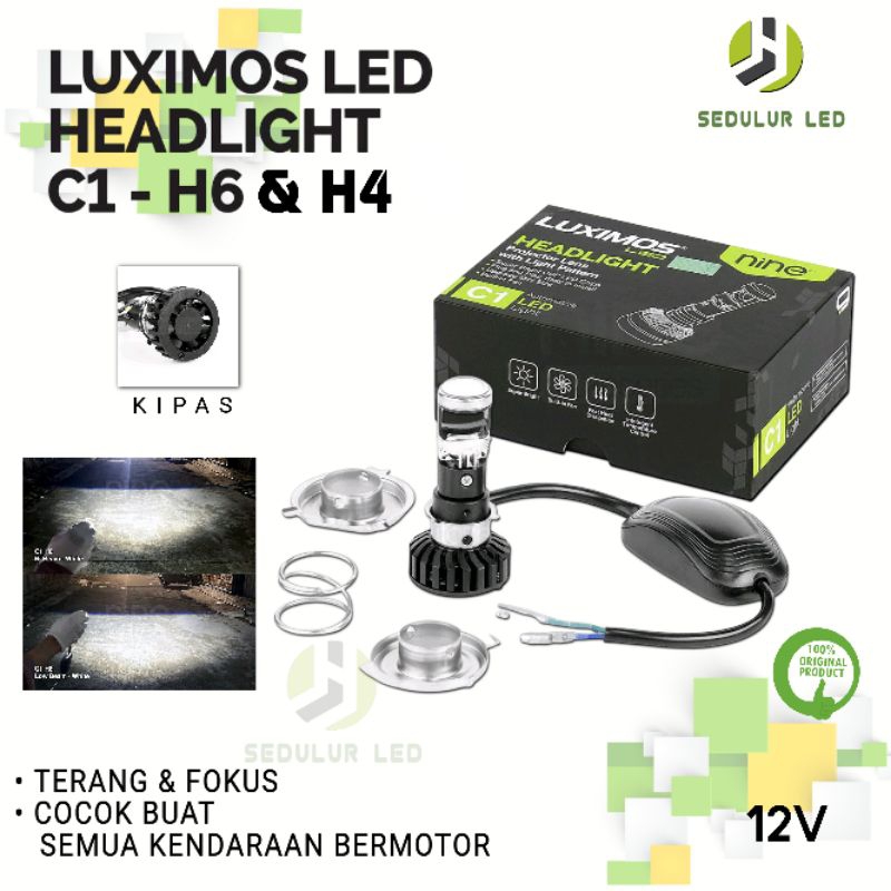 LUXIMOS Lampu Utama 30W H4 H6 Motor Bebek Mini Projector Biled Super Terang Luximos H6 C1 30watt - N