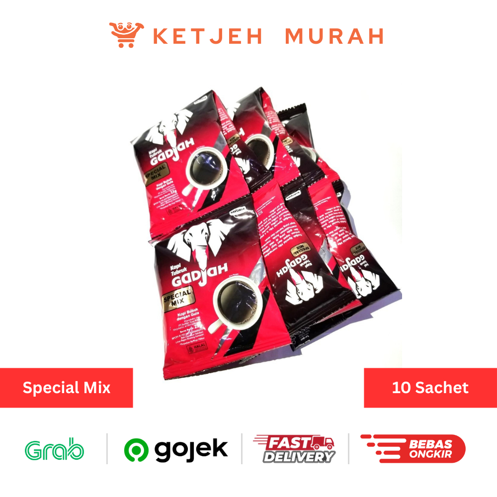 

Kopi Tubruk Gadjah Special Mix Campur Gula 1 Renteng isi 10 Sachet