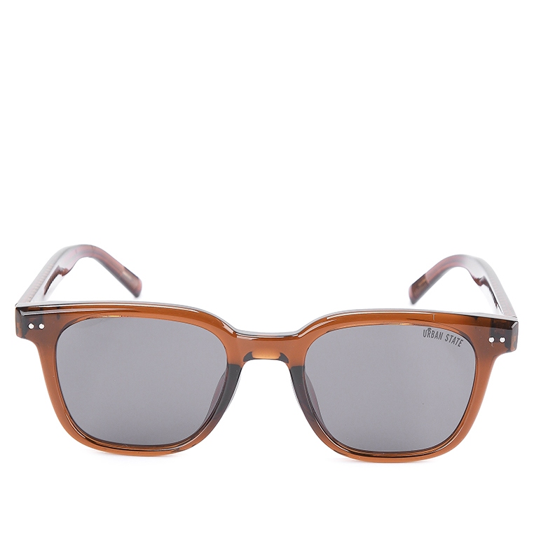 Urban State - Polarized Plastic Frame Wayfarer Square Sunglasses - Black Brown