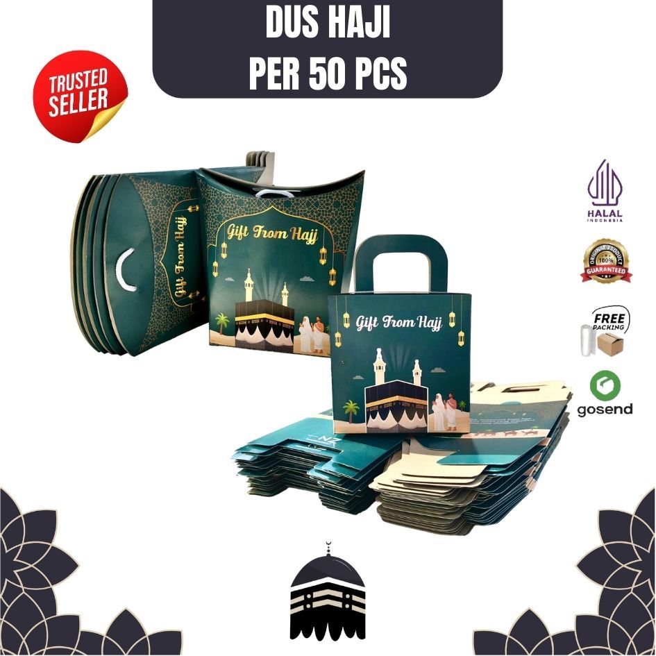 

Dus Haji 50pcs Box kotak Oleh oleh Haji | Dus Tali Jinjing | Kabah Premium