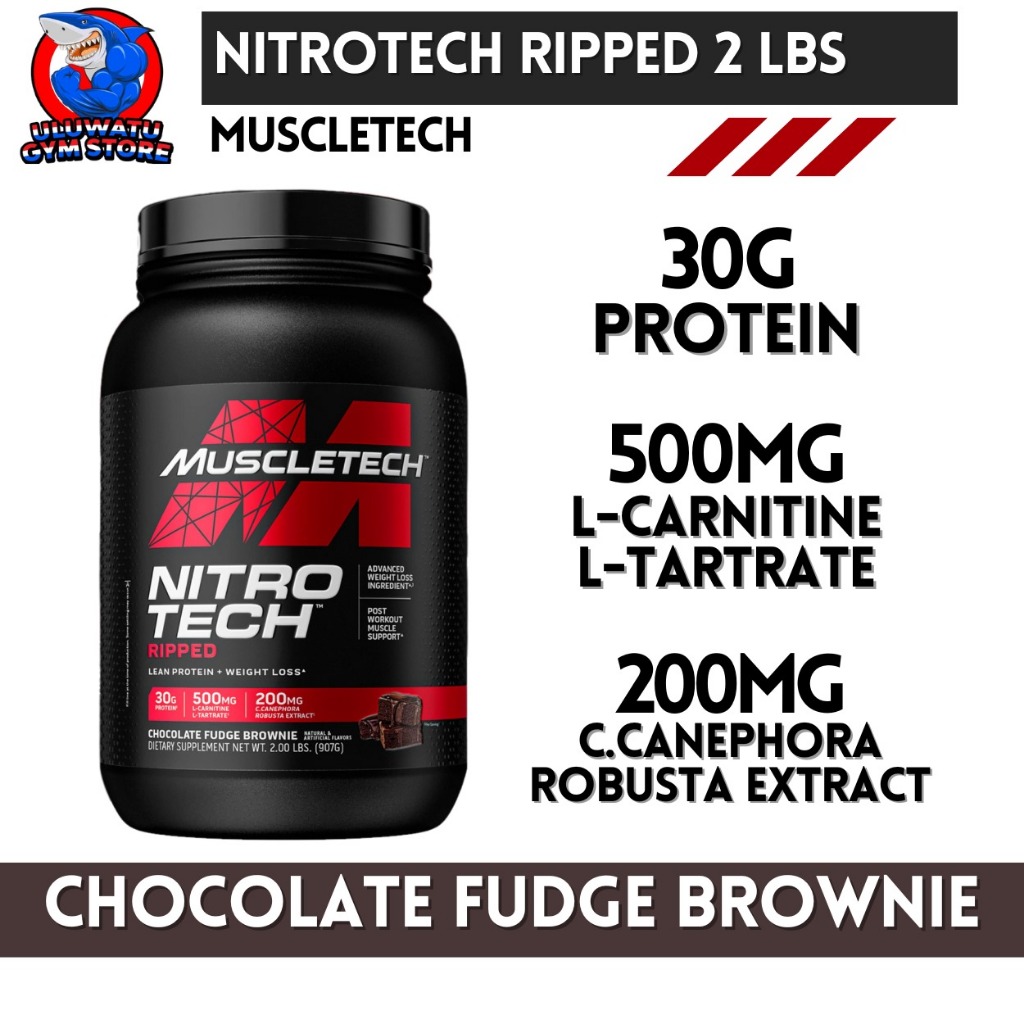 

MUSCLETECH NITROTECH RIPPED Muscletech Nitrotech Whey Protein Blend + Fat Burner 2 lbs 2lb-Chocolate Fudge Brownie