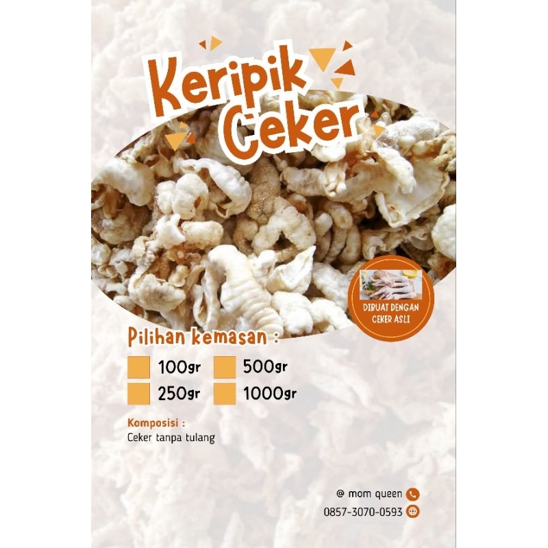 

KRIPIK CEKER UTUH PREMIUM 1000GR 500GR 250GR 100GR KRIPIK CAKAR TIDAK AMIS RAMBAK CAKAR ENAK TIDAK SERIK