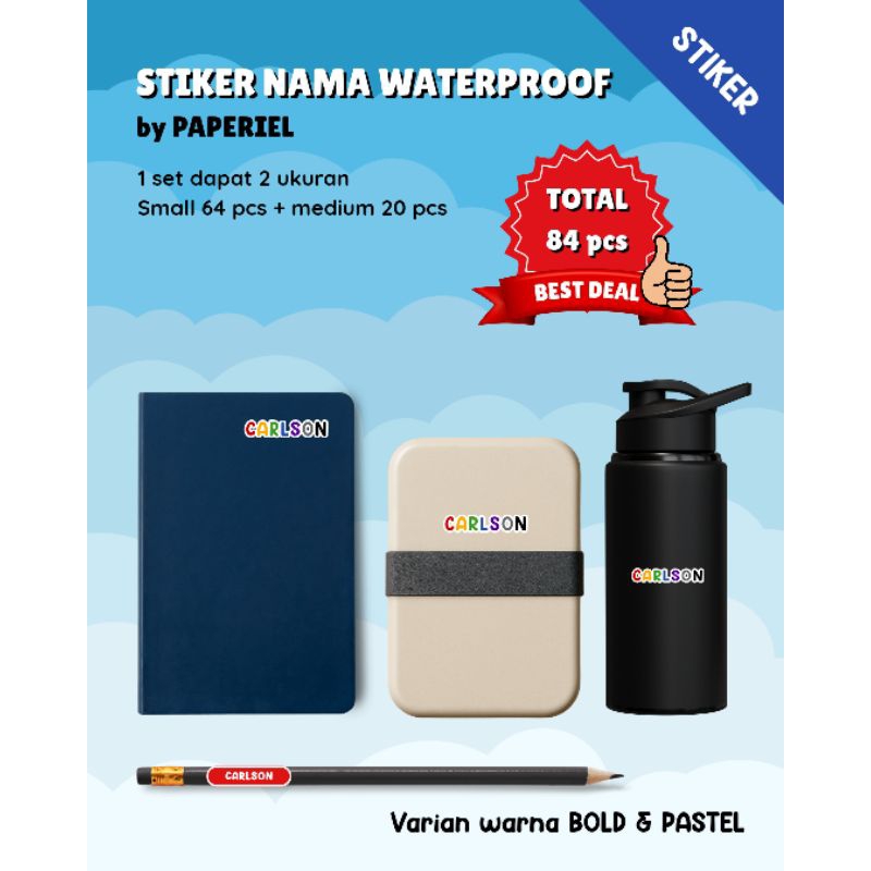 

Stiker Nama Waterproof by Paperiel | Rainbow Series