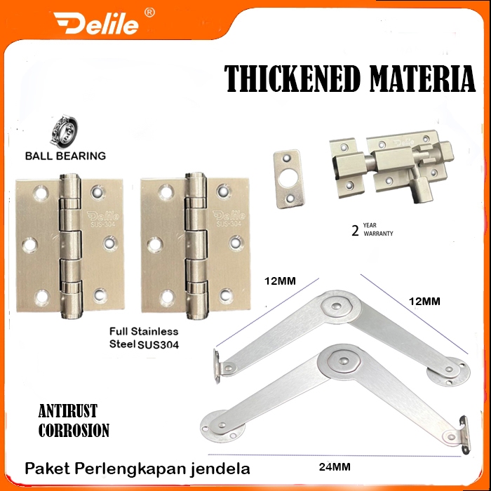 Paket Perlengkapan Jendela Kayu DELILE / Satu Set Engsel / Hak Angin / Slot Kunci / Rambuncis