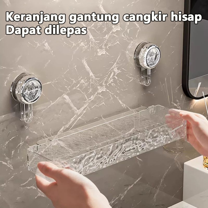 RAK KAMAR MANDI MODEL GLETSER / RAK TEMPAT SABUN SHAMPOO MULTIFUNGSI - HERA-HANGER TANPA PERLU BOR