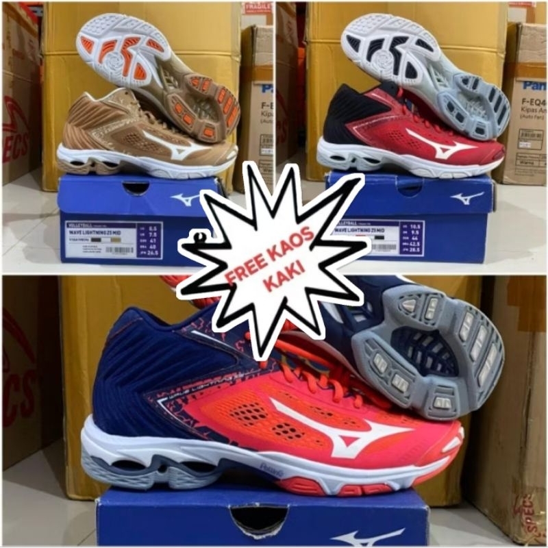 Sale Sepatu Voli Volly Volley Voly Mizuno Wave Lightning Z5 Mid Original Bonus Kaos Kaki