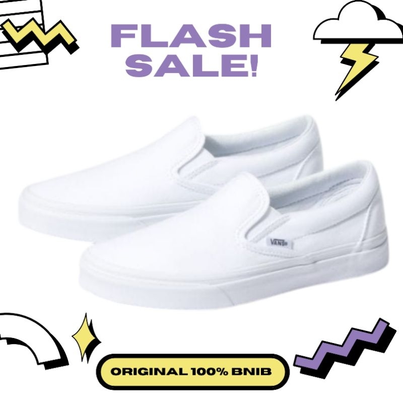 VANS SLIP-ON FULL WHITE ORIGINAL 100%