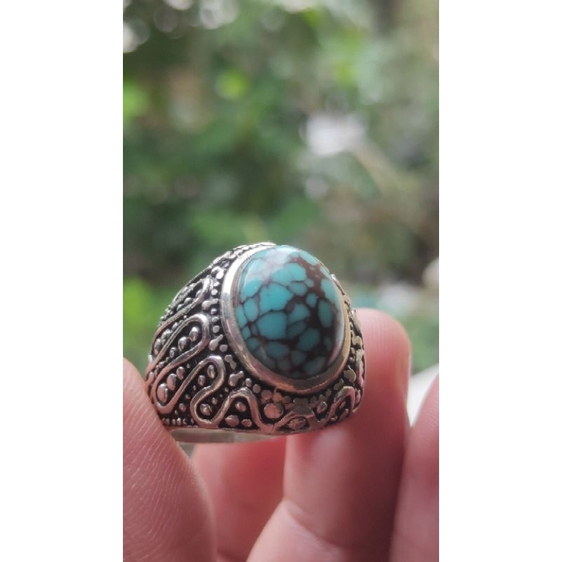 anggeman Batu Pirus serat hitam kura