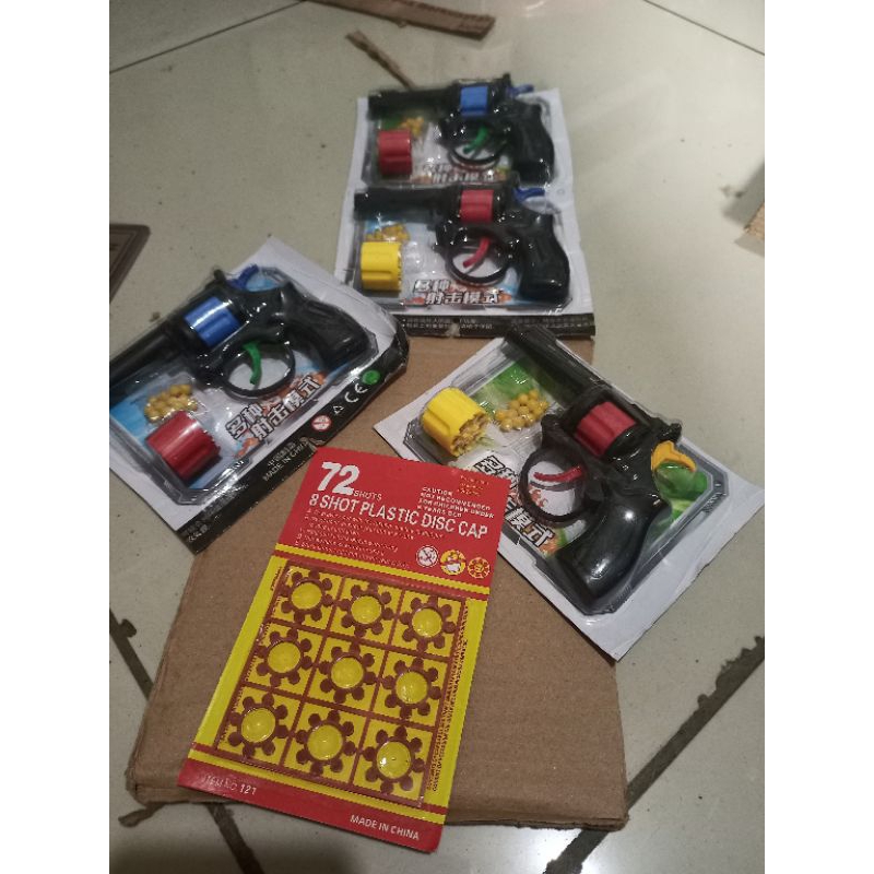 Mainan pistol set obat ring disc cap# bisa ganti peluru  dan obat ring disc cap