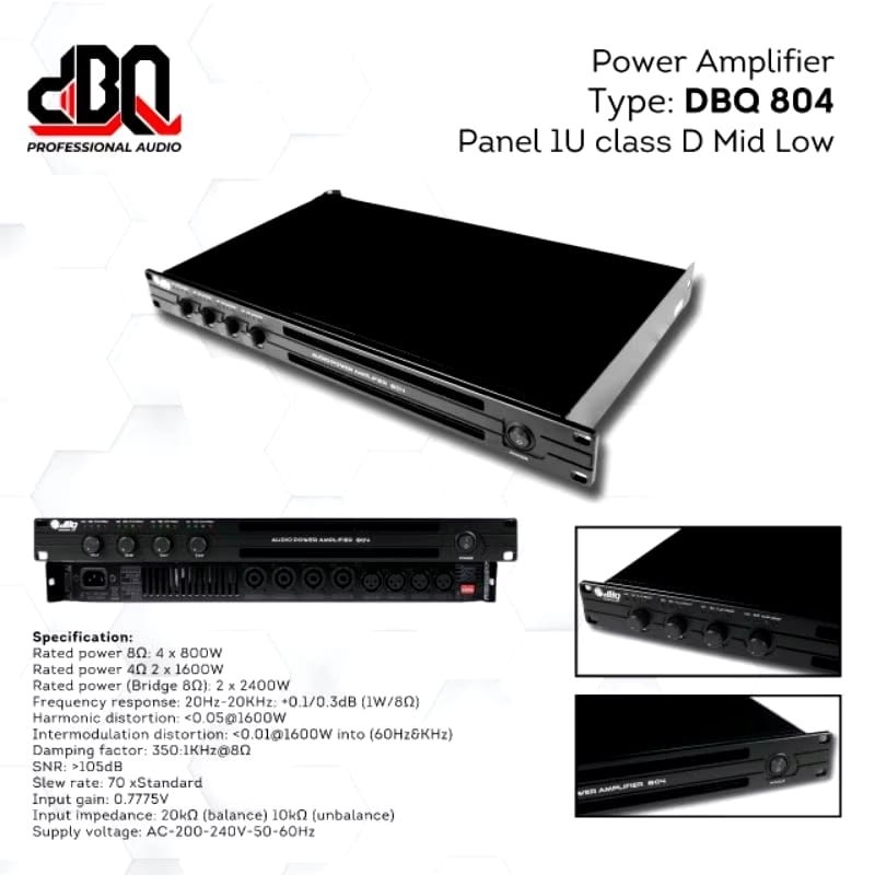 Power Amplifier DBQ 804 power klas D 4 Channel 800 Watt