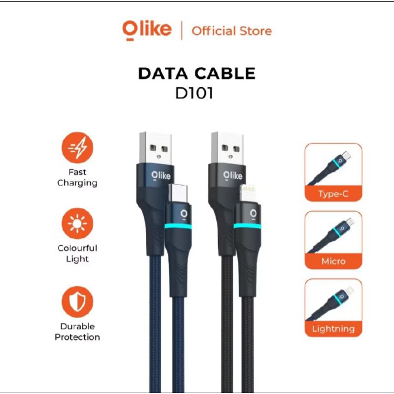 Preloved OLIKE KABEL DATA CHARGER FAST CHARGING LED USB MICRO TYPE C D101