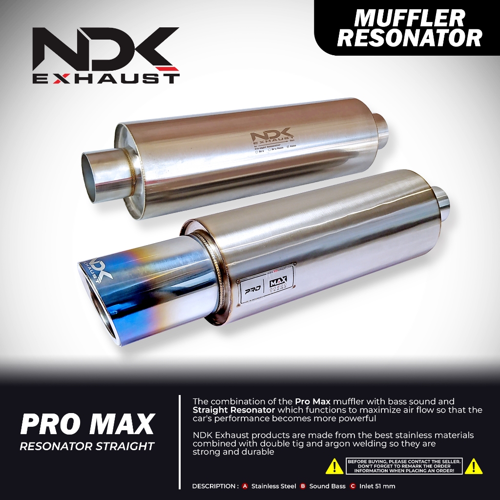 NDK EXHAUST RESONATOR STRAIGHT DAN MUFFLER PRO MAX MOBIL KIJANG KOTAK KNALPOT RACING MOBIL
