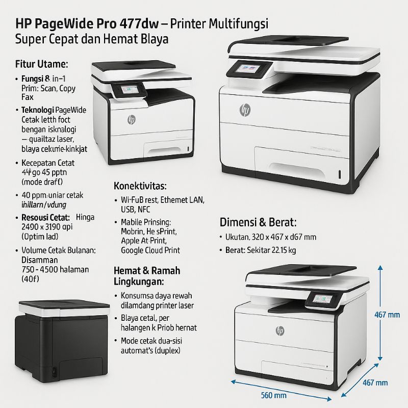 Printer Hp PangeWide pro 477 DW multifungsi