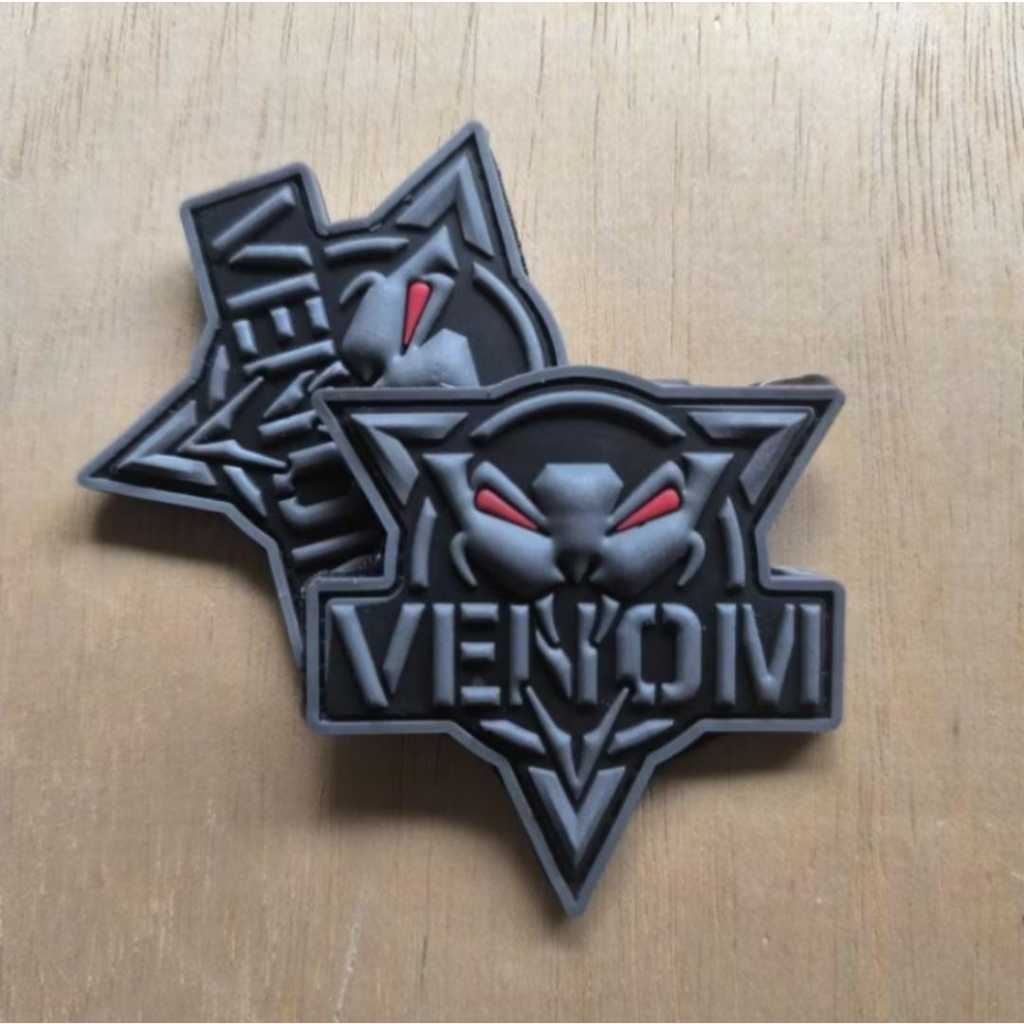 Patch Rubber PVC Logo Venom 3D Timbul Tempelan Emblem Aksesoris Karet Velcro / Patch Rubber Custom