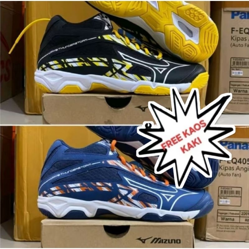 Sale Sepatu Voli Volly Volley Voly Mizuno Wave Thunderstorm Thunder Storm Mid Original Bonus Kaos Ka