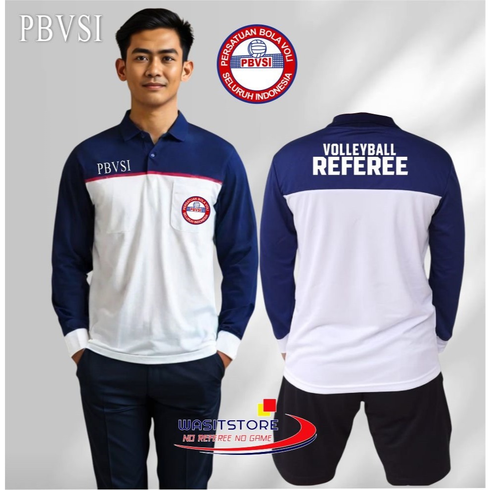 BAJU WASIT VOLI LENGAN PANJANG NEW ARRIVAL MD: NAVY, PUTIH, LIST DADA MERAH & LENGAN PUTIH (PBVSI BU