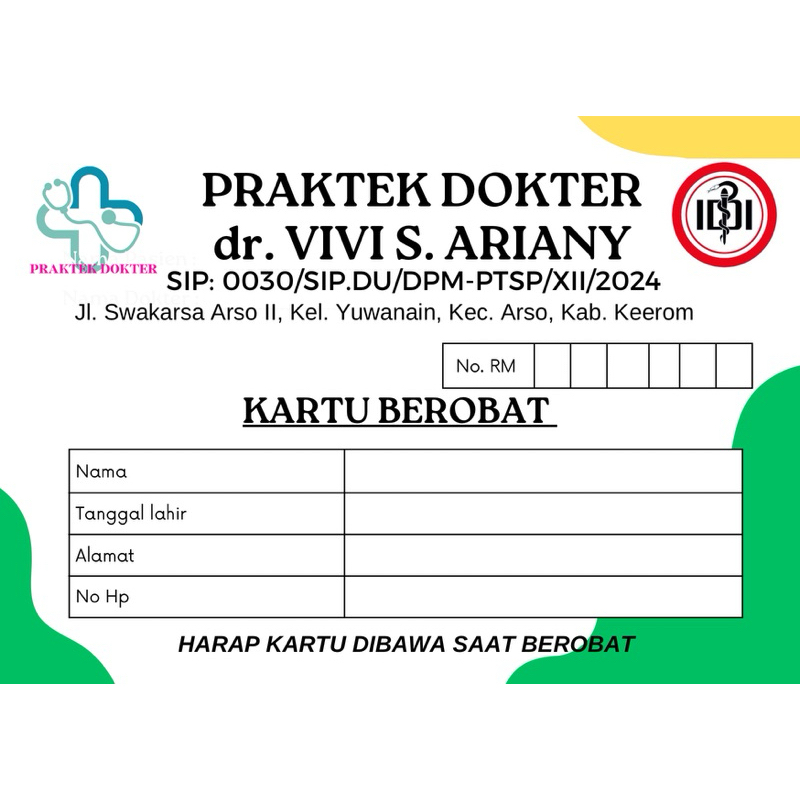 

kartu berobat praktek dokter/bidan
