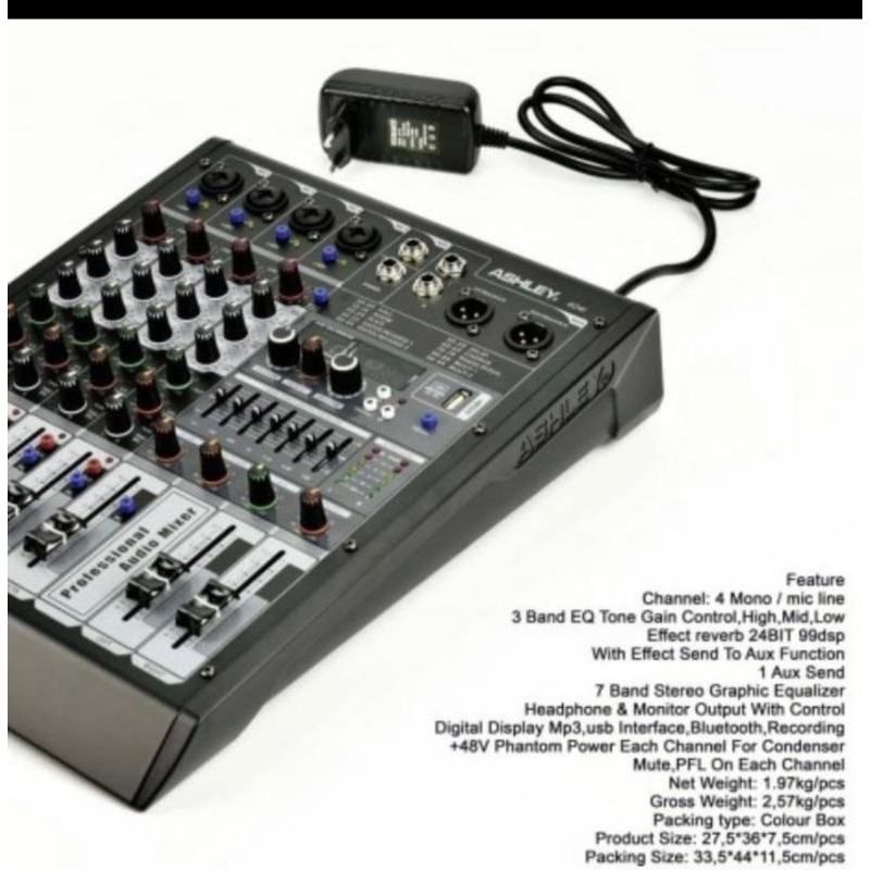 mixer audio ASHLEY 404i original 4 CHANEL equalizzer monitor amplifier