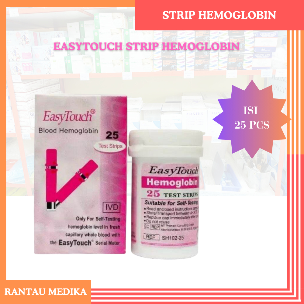 Strip Hemoglobin Easytouch GCU 3 in 1 Refill Stik Hemoglobin Easy Touch isi 25