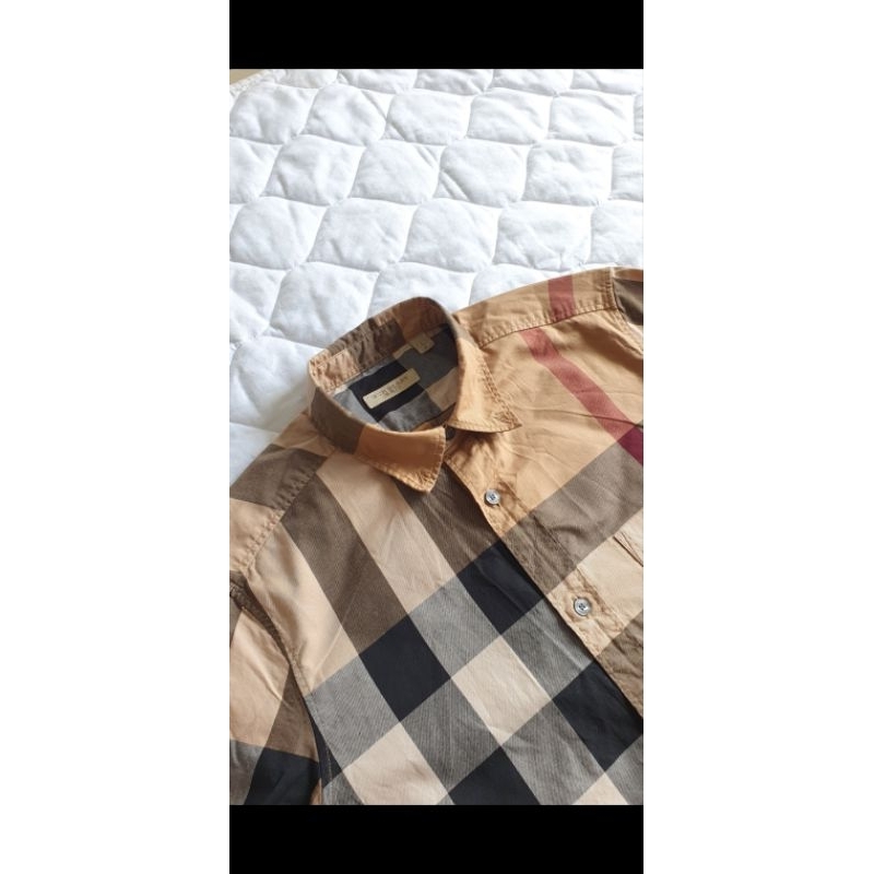 Burberry brit exploded check long sleeve flannel shirt size s original / baju kemeja lengan panjang 