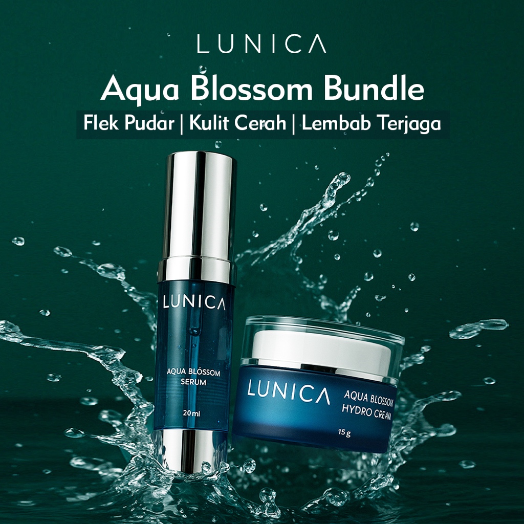 LUNICA Bundle | Aqua Blossom Serum & Cream | Krim dan Serum Pelembab Wajah | Hyaluronic Acid