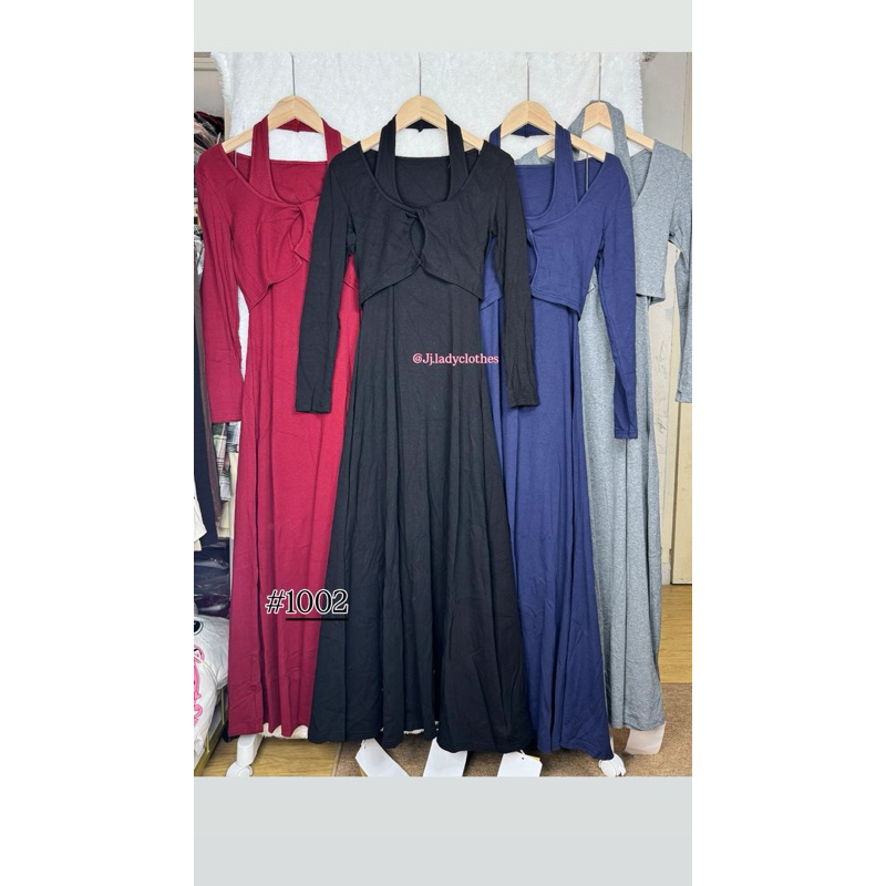 JDDP/ST024 DRESS/SET MAXI HANIN LENGAN PANJANG KERAH OVAL PREMIUM