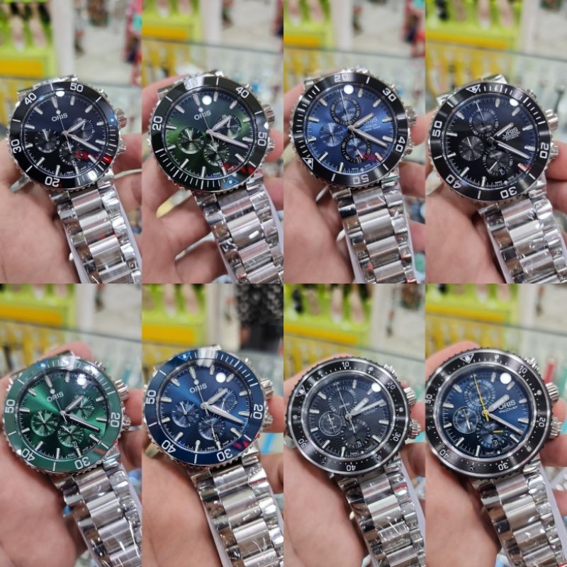 Jam Tangan Cowok Oris pro  diver & Aquis Cronograp