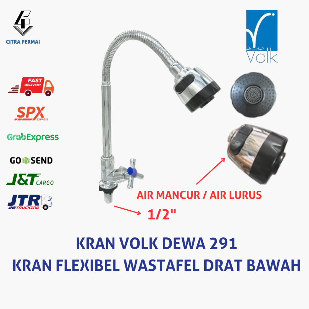 KRAN WASTAFEL CUCI PIRING DRAT BAWAH VOLK DEWA 291 / KRAN WASTAFEL STAINLESS / KRAN WASTAFEL EKONOMI