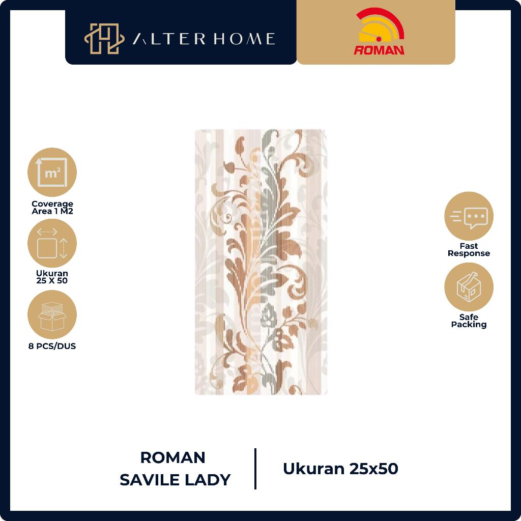 KERAMIK DINDING / KAMAR MANDI / GLOSSY FINISH / ROMAN TIPE W45274 SAVILE LADY / 25x45 CM /
