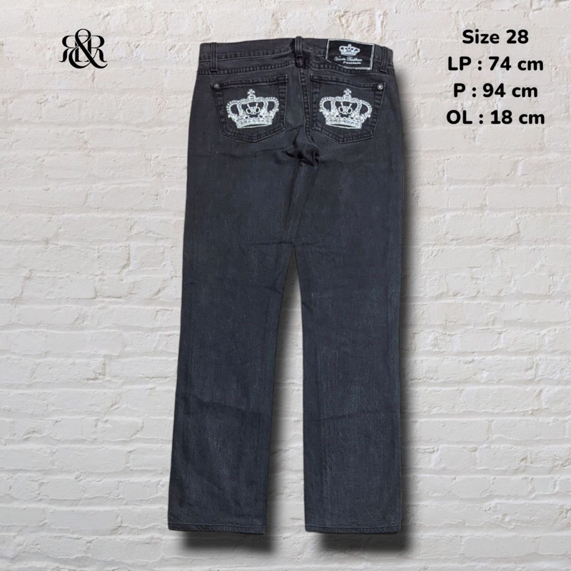 Size 28 Celana Panjang Longpants Jeans Rock & Republic Black Washed Straight fit Original Second Pre