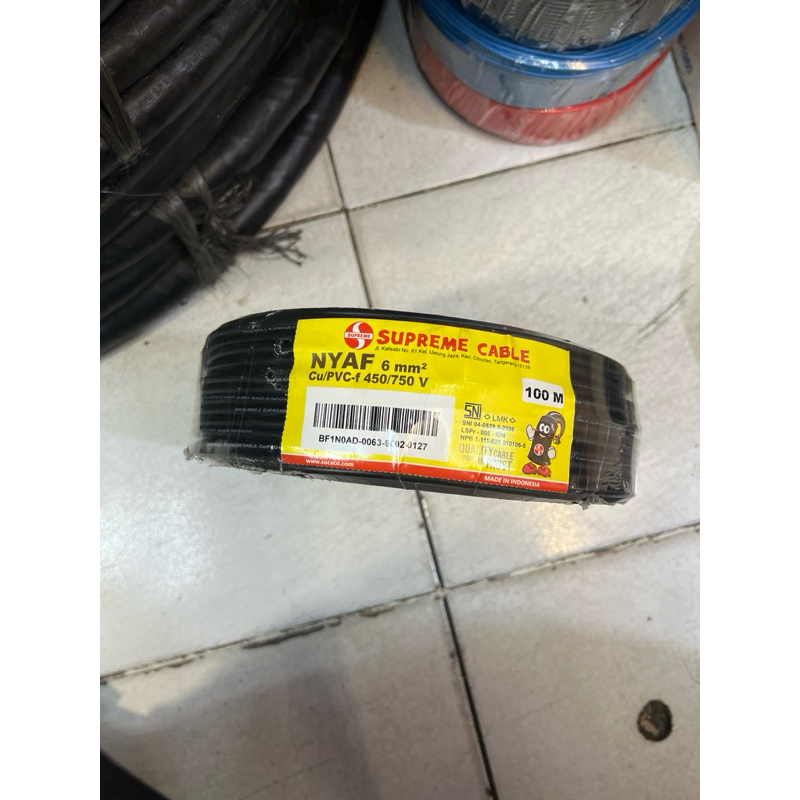 Kabel Supreme NYAF 6mm Serabut Hitam / NYAF 6 mm AF 6mm AF 6 mm Supreme Serabut Potongan Meteran