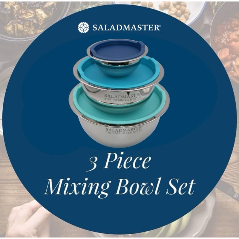Three Bowl Set Saladmaster with lid | set mangkok saladmaster dengan tutup