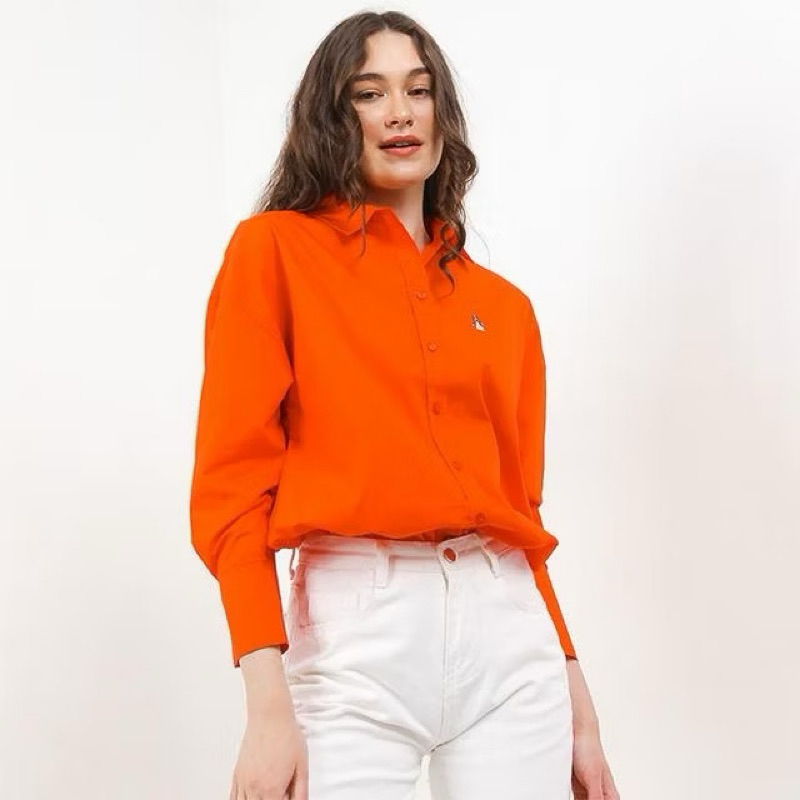 Preloved Hush Puppies Kemeja Wanita Petunia Orange S