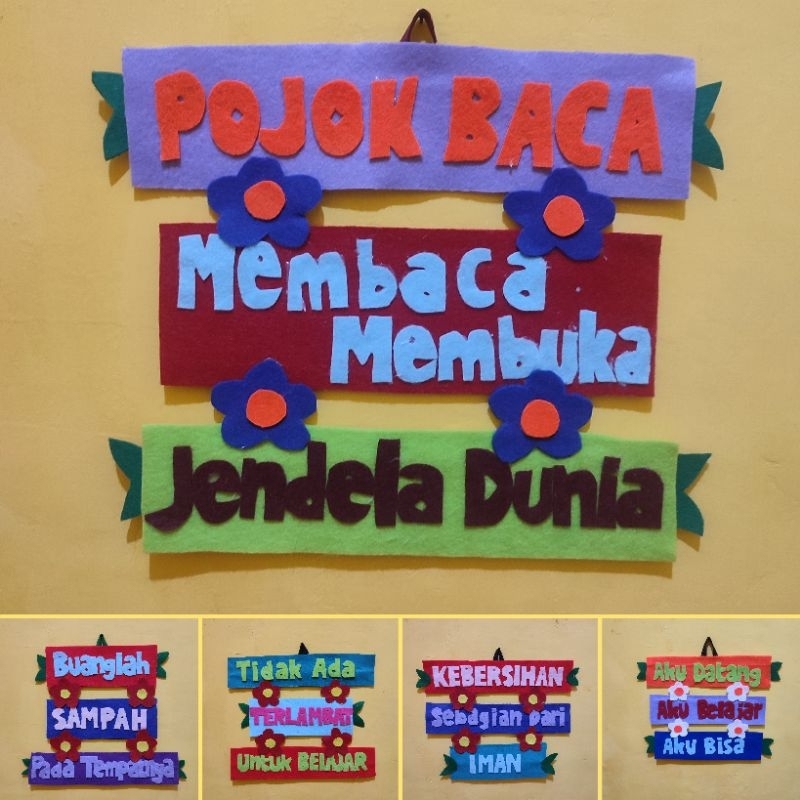 hiasan dekorasi dinding edukasi belajar anak pojok baca