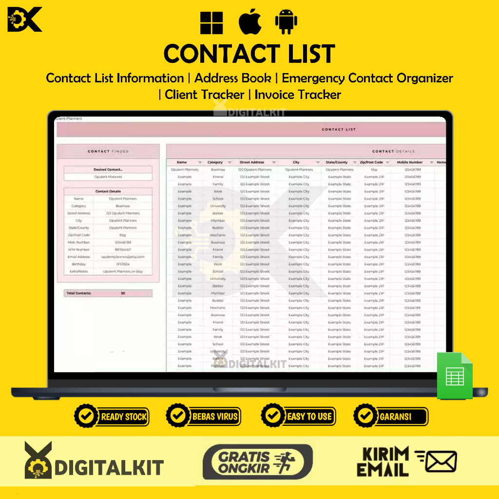 [T0052] Contact List Information with Address Book Emergency Contact Organizer & Client Tracker