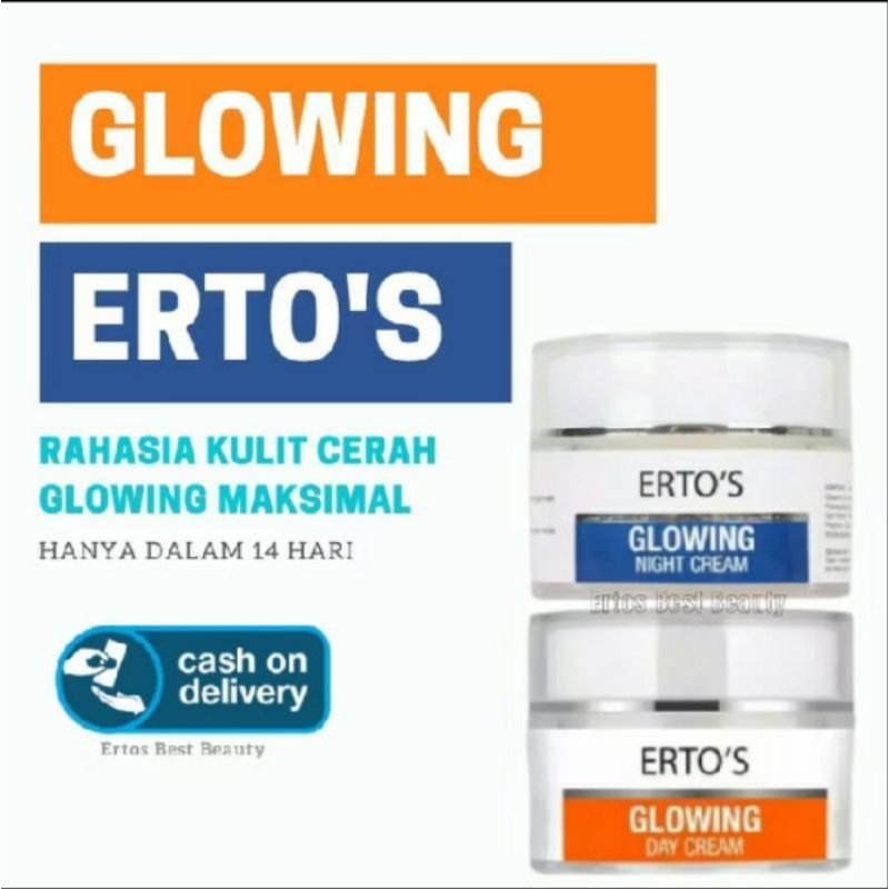Cream ertos glowing pakai pemutih pencerah wajah glowing BPOM -Ertos glowing day and night cream