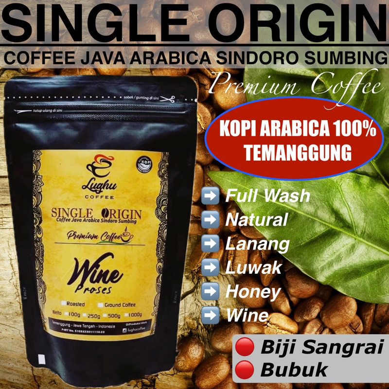 

Kopi Arabika 250 Gram Coffee Java Arabica Sindoro Sumbing - Lughu Coffee