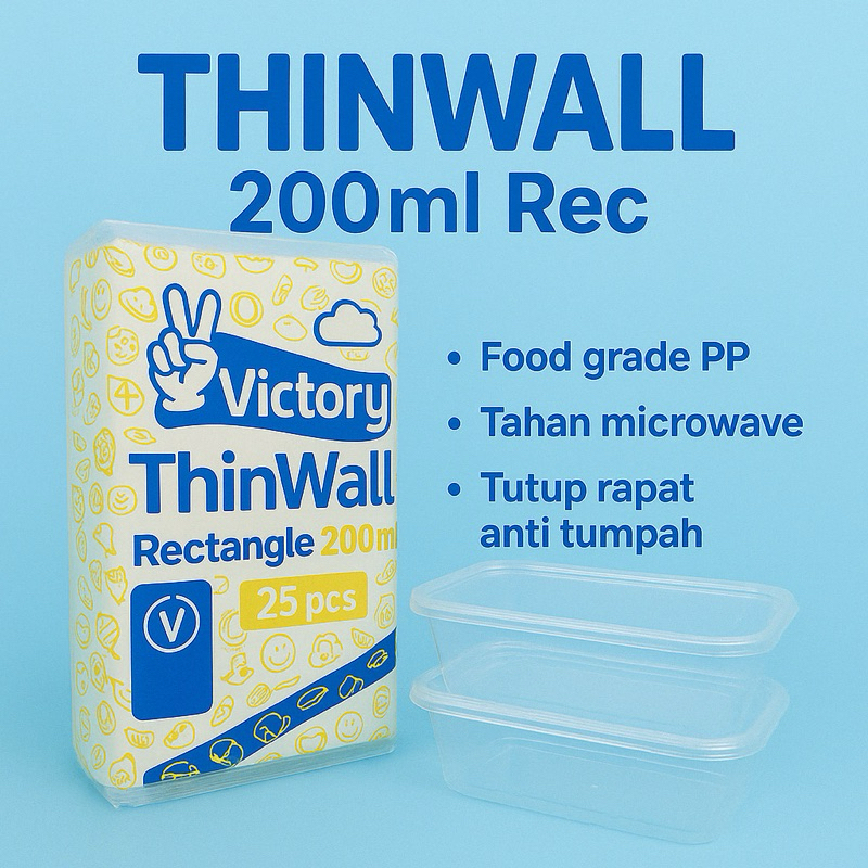 Thinwall Victory Persegi Panjang 200ml. 200 ML Rectangel isi 25pcs Cup Puding Mangkok Plastik