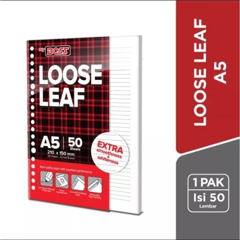 

Kertas Loose Leaf Big Boss Bergaris A5 50 Lembar