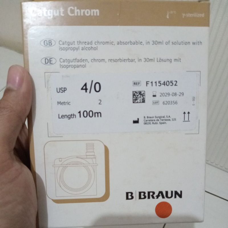 B Braun cat gut chromic 4 - 0/Benang chromic 4 0/catgut chromic 4 0/Chromic roll 4 - 0 exp 2029 bula