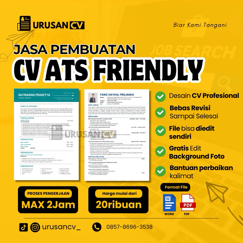 JASA PEMBUATAN CV ATS FRIENDLY | CV ATS FRIENDLY | DESAIN CV | LAMARAN KERJA