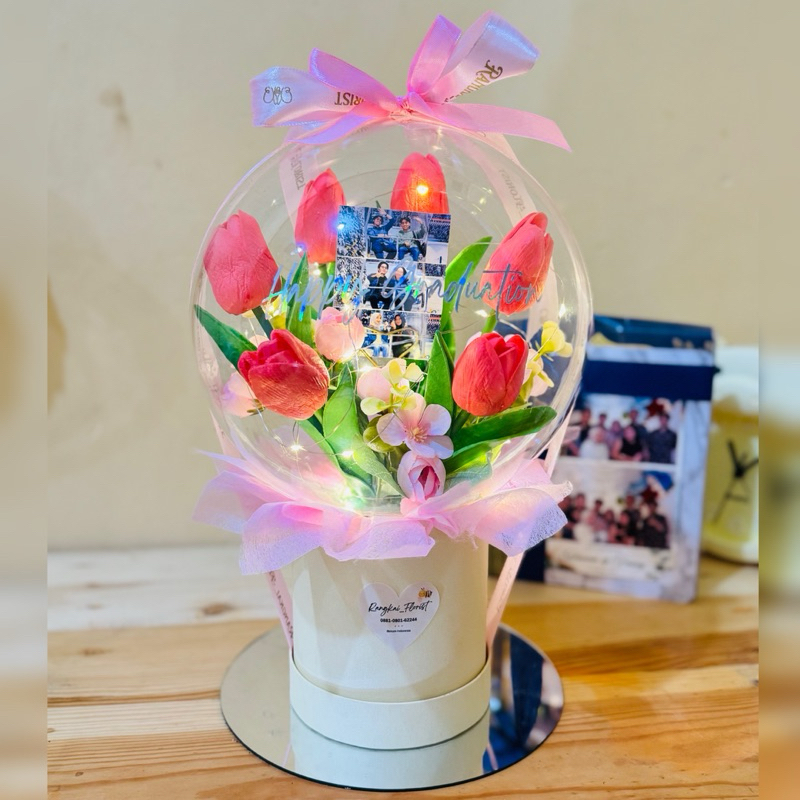 Buket Balon Akrilik Bunga Tulip