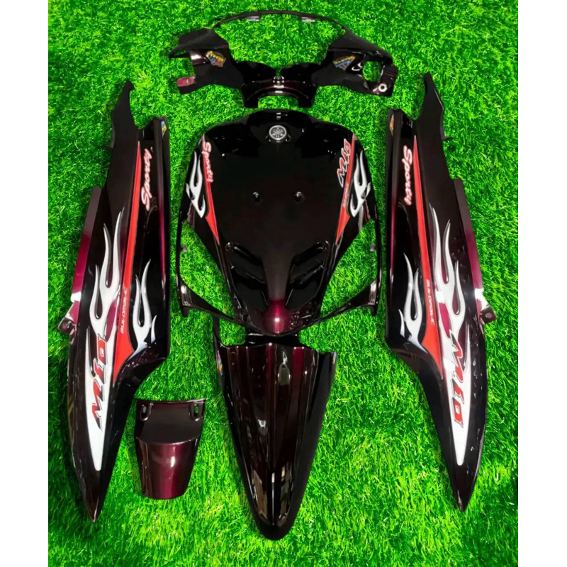 COVER BODI HALUS FULLSET BODY HALUS MIO SPORTY MIO LAMA WARNA HITAM SET STRIPING API CUSTOM TRANSPAR