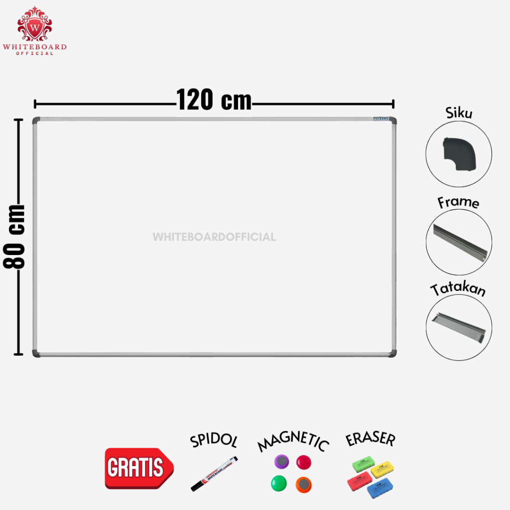 

SAKANA Papan Tulis White Board 80x120cm / Whiteboard Magnet Gantung Mudah Dihapus / Ditempel Magnet