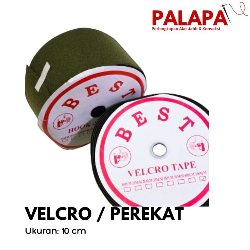 velcro perekat warna hijau army 10cm 1 set ( dapat kasar dan halus)