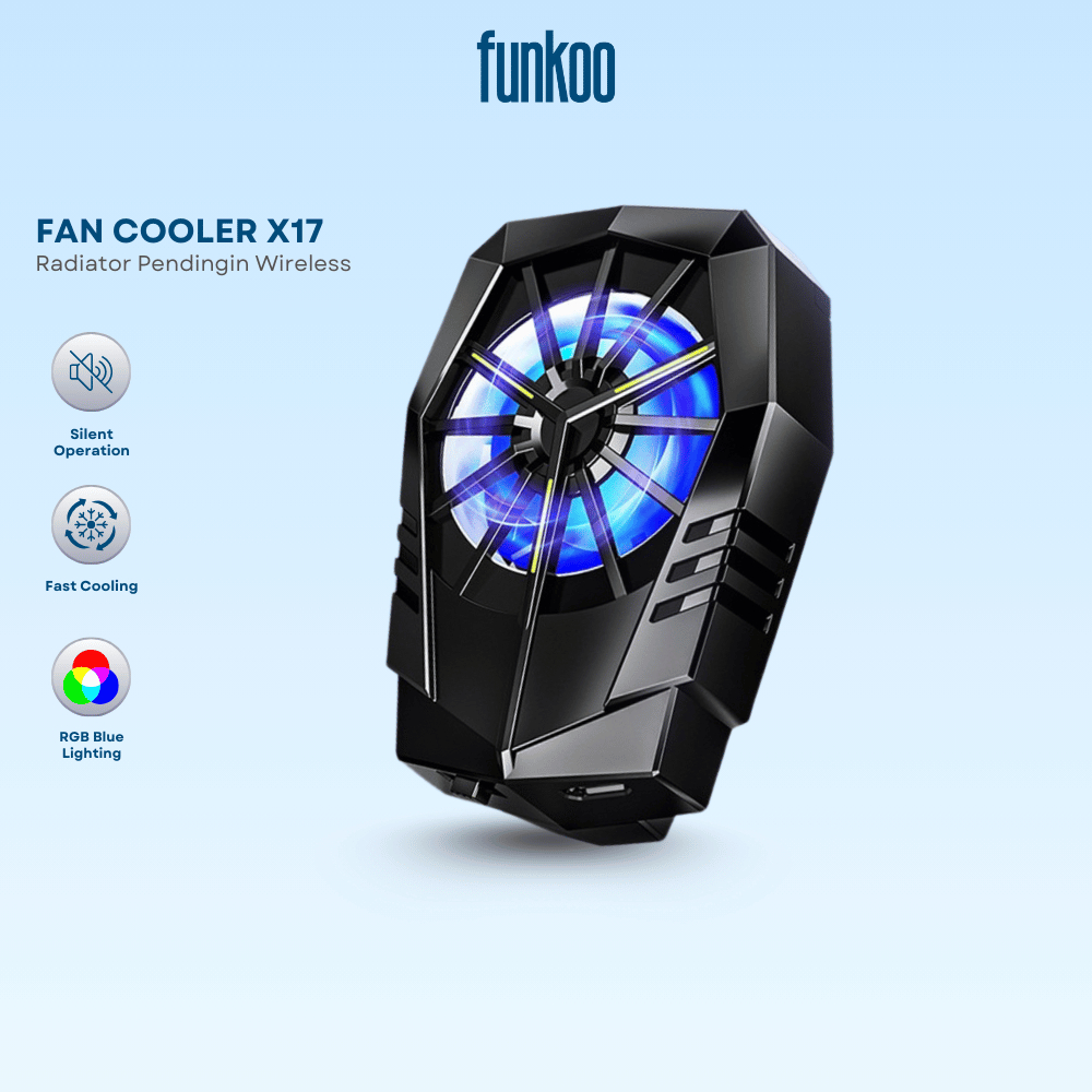 Funkoo Fancooler X17 Fan Cooler Radiator Pendingin HP Cooling Fan Gaming Wireless with Battery 300mA